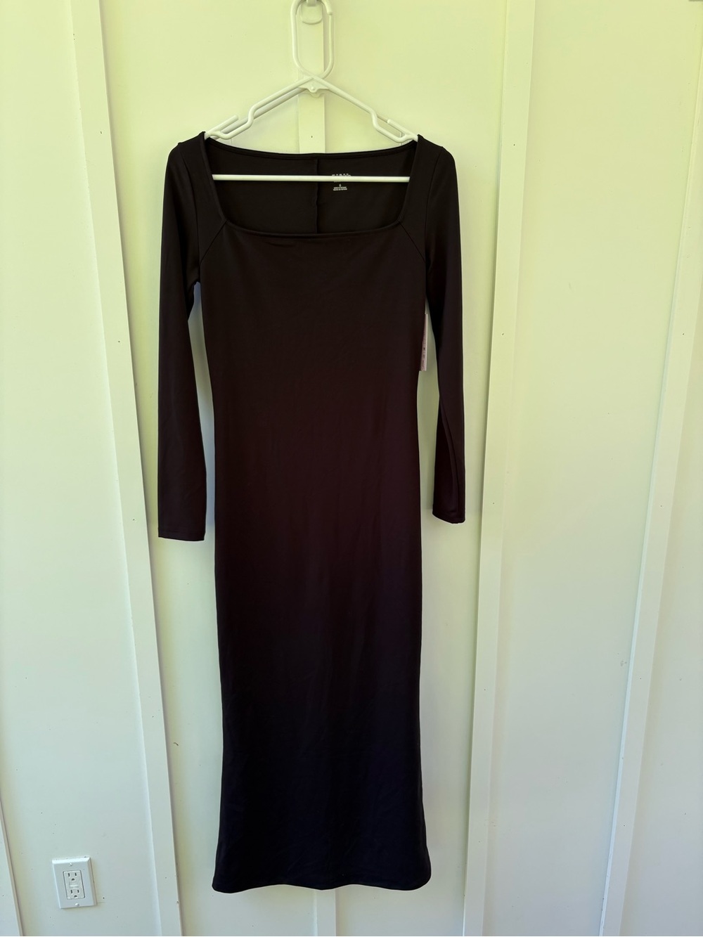 Target Black Long Sleeve Maxi Dress with Square Neck